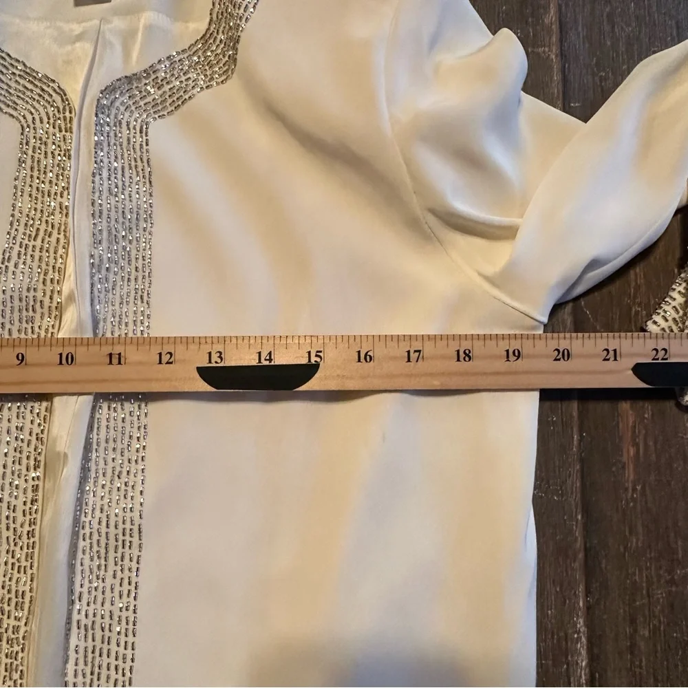Jovani 100% Silk Beaded 3-Piece Evening Skirt Suit Light Cream Size 8